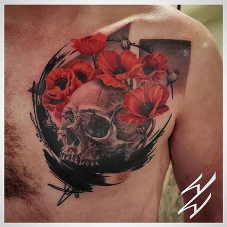 Walt Watts - Walt Watts Abstract Skull and Flowers